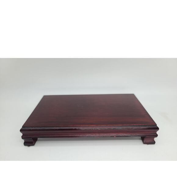 Wood Rectangular Riser Stand 8x5 Dark Brown Rosewood Finish Chinese Craftsmen - Picture 3 of 7